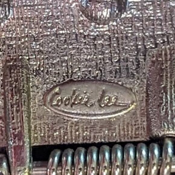 Signed Cookie Lee Black Enamel and Rhinestone Clamper Style Bracelet - Picture 6 of 6